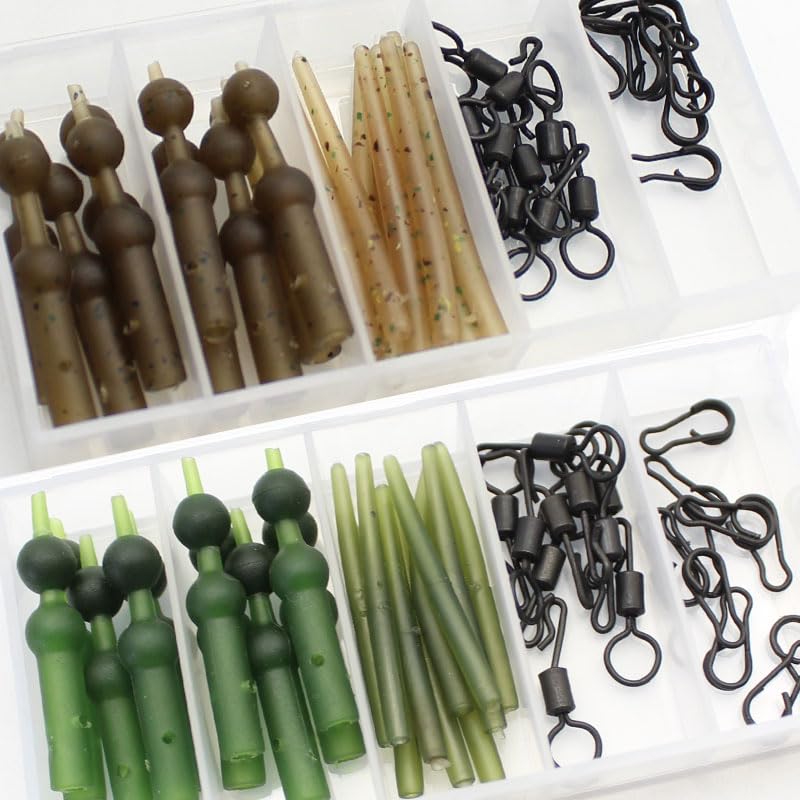 Rigtrip Carp Fishing Accessories Anti Tangle Sleeves Heli Beads Multi Clip Fishing Swivels Carp Fishing Tackle (Green)