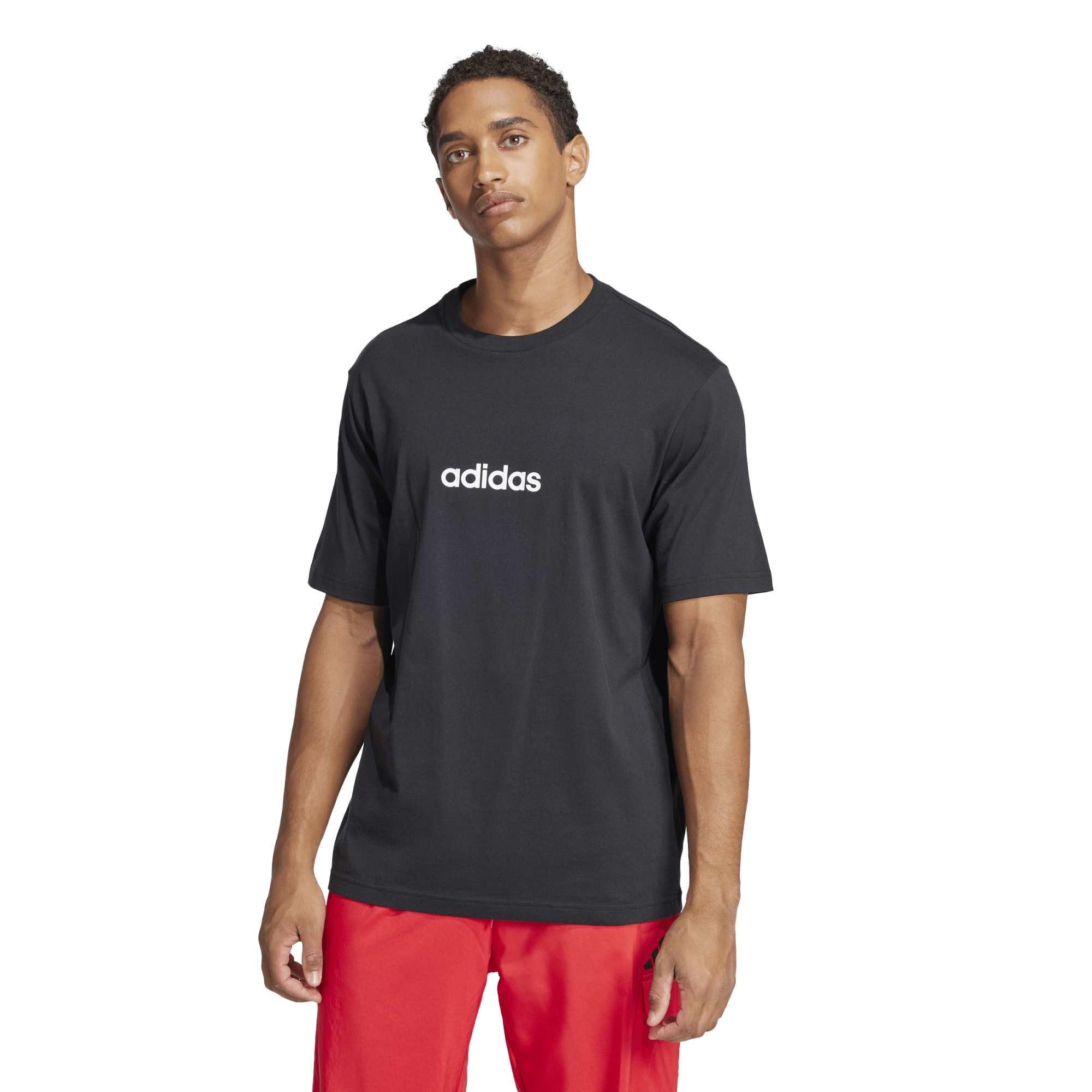 adidas Herren Essentials Linear Single Jersey Shirt, Black/White, XL 2