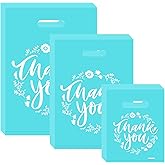 MJOGGOTT 300 Pieces Thank You Merchandise Bags, 3 Size Thank You Gift Bags with Handles, Plastic Bag for Small Business, Bulk Merchandise Bag for Wedding Party Stores Packaging Wholesale Goodie