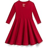 Mightly Girls’ 3/4 Sleeve Skater Dress | 95% Organic Cotton, Twirl Dress w/Pockets for Toddler & Kids, Fair Trade Certified