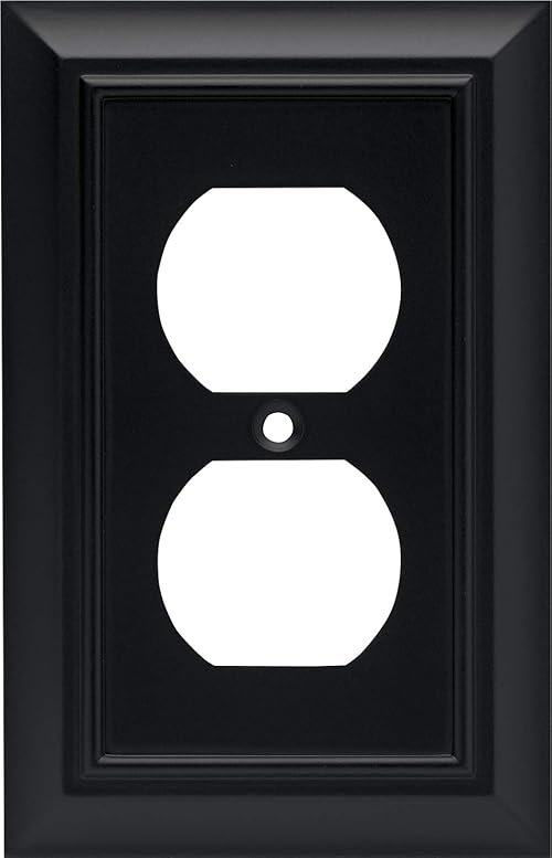 Franklin Brass Architectural (1-Pack) Outlet Covers Matte Black 1-Gang Wall Plate Single Duplex Switch Plates Electrical Guard 64218