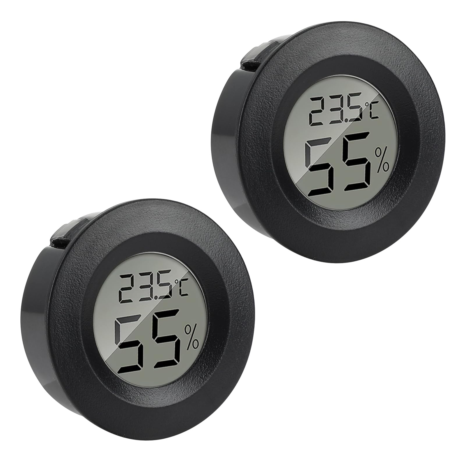 Reptile Thermometer Hygrometer, Digital hygrometer thermometer Gauge for Incubators Breeding Boxes Terrariums Hygrometer for Lizards Spiders Tortoises, Switchable Celsius/Fahrenheit Black (2)