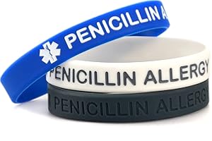 LuxglitterLin 5 Pack Sport Medical Alert ID Silicone Bracelet Rubber Medical Awareness Wristbands 7.5"