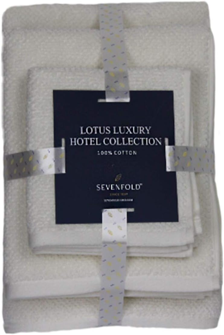 SEVENFOLD Luxury Bath Towel 6 Piece Set, 100% Cotton, 700 GSM Highly Absorbent, Ultra Soft, Quick-Dry (2 Bath Towels, 2 Hand Towels, 2 Wash Towels) Premium Spa & Hotel Quality (Ivory): Kitchen & Dining