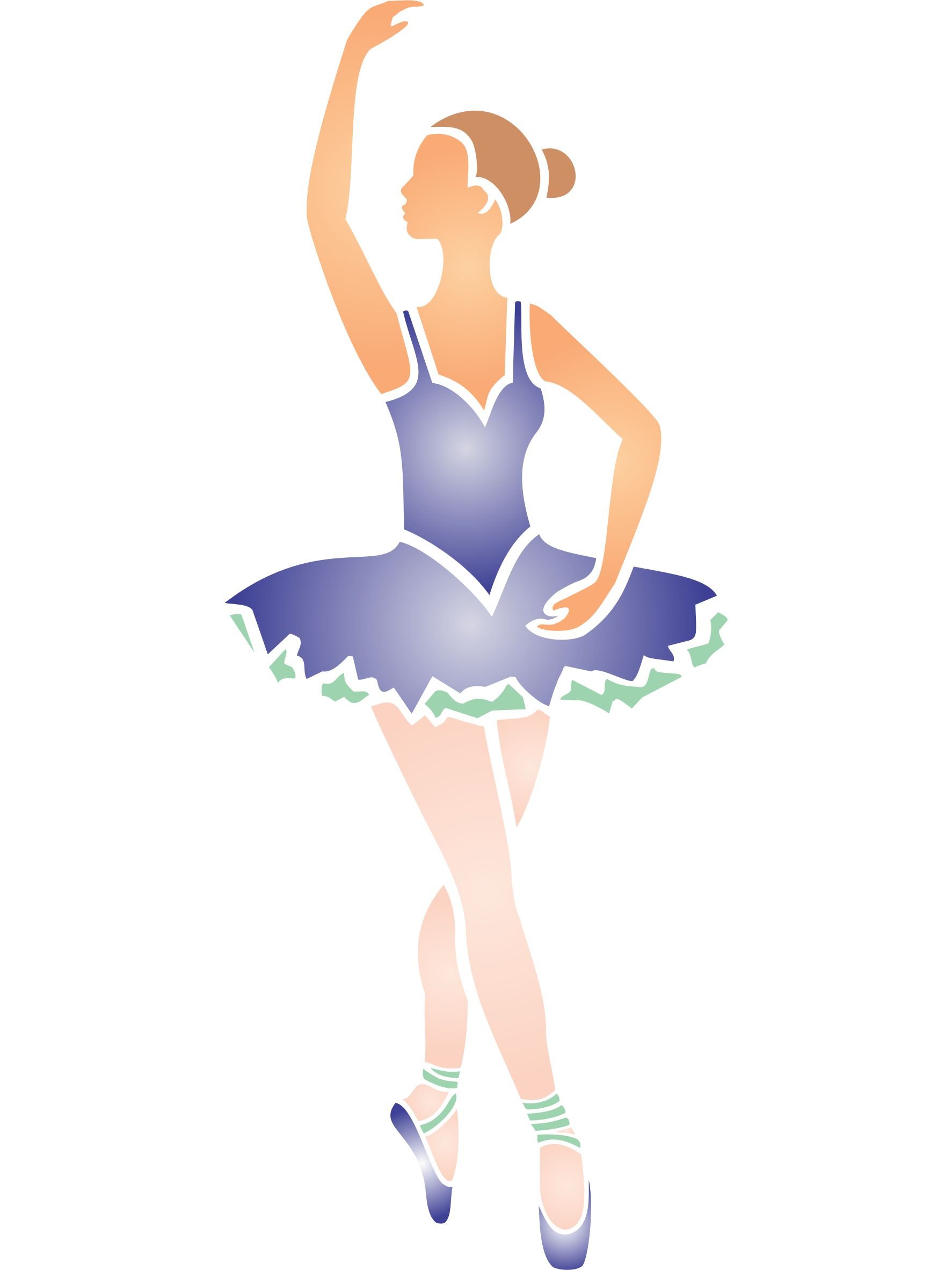Ballerina Stencil - 11.5 x 30.5cm - Reusable Girls Ballet Dancer Wall Stencil Template