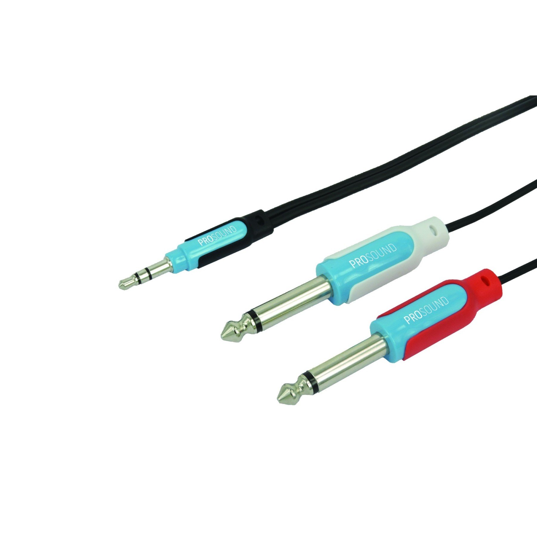 PROSOUND Twin 1/4" 6.35mm 2 Pole Jack Plugs to Single 3.5mm 3 Pole TRS Jack Plug Cable 3m