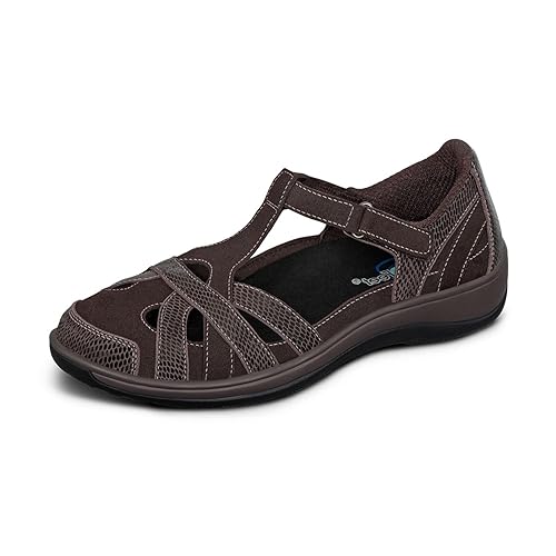 Orthofeet Women's Orthopedic Chocolate Leather Juno Closed-Toe