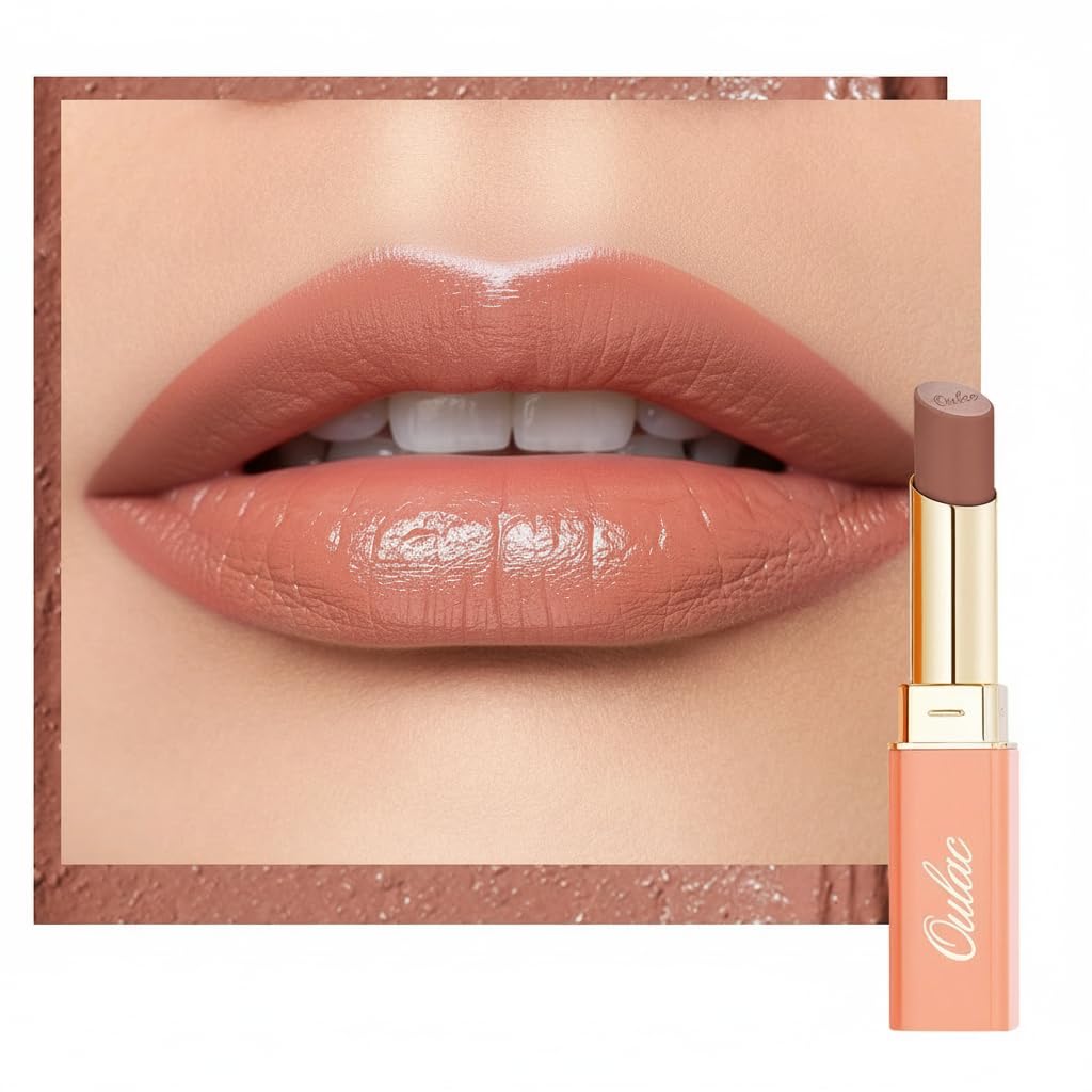 Oulac Satin Matte Lipstick Nude - Brown Long Lasting Lip Stick, Intense Color with Smooth Creamy Texture Lip Colour, Moisturizing & Weightless Formula, Vegan & Cruelty-Free, 4.3g, SG04 Be Mine — image 1
