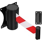 PATIKIL Fixed Wall Mount Retractable Belt Barrier (10 Feet, Red-White) (1 Pcs), Crowd Control Barriers Caution with Stainless Steel Case, Suit for - Retail Store/Airports/Banks/Offices