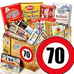 Süßigkeiten Box – DDR Produkte L – Zahl 70 – Geburtstags Geschenk Vater