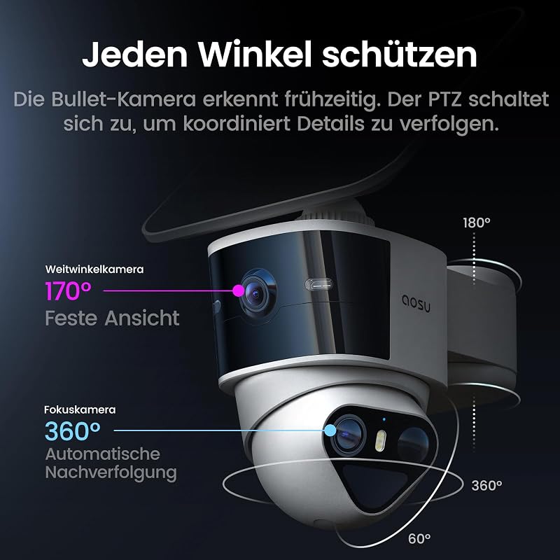 T2 Pro 3K Überwachungskamera Aussen, 4er-Kit Cam, 360° PTZ & KI