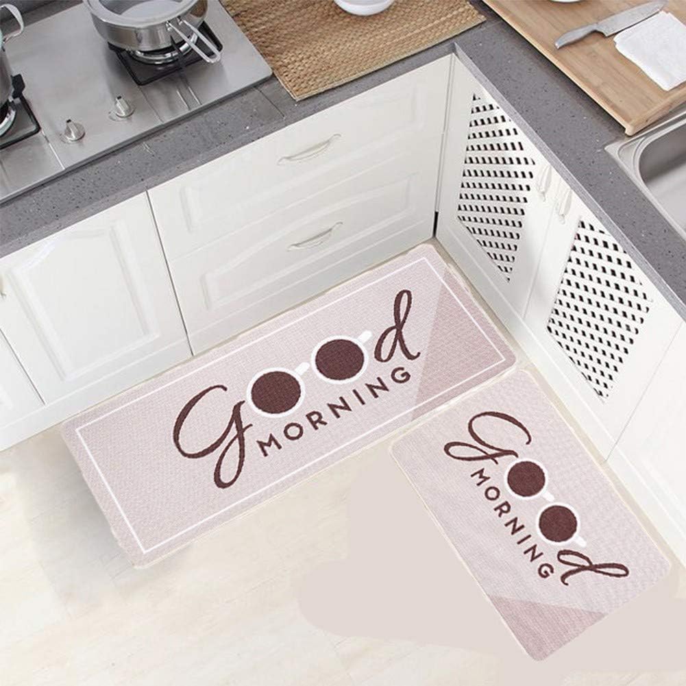 MOROTOLE Kitchen Rugs Set Non Skid Rubber Backing Doormat Runner Rug Set 2 Piece(19.7"x31.5"+19.7"x47.2")