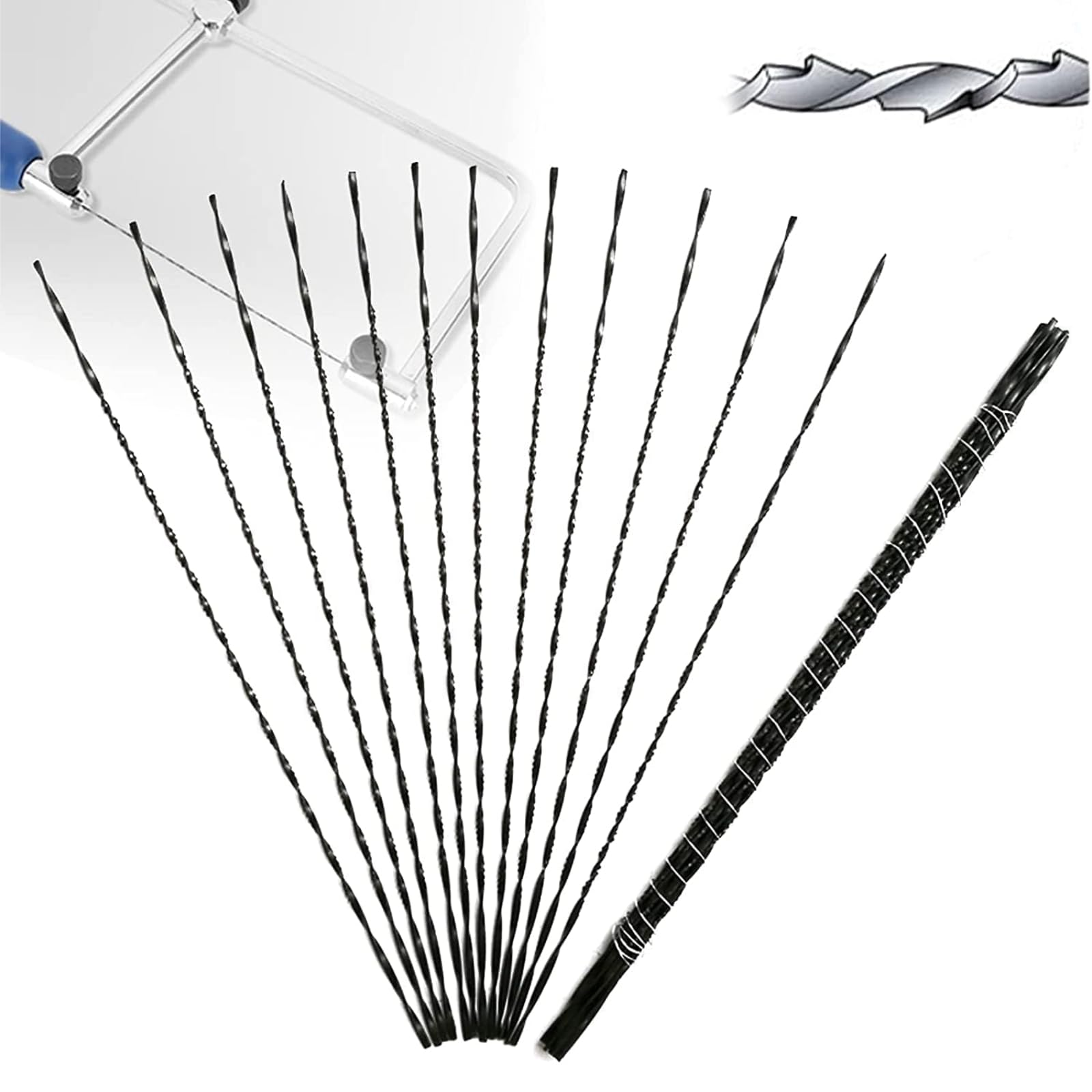 12 Pieces Scroll Saw Blades with Spiral Teeth for Wood Metal Plastic Cutting Sawing Carve Scroll Reverse Scroll Saw Blade High Carbon Steel 5.12 Inch(1#)