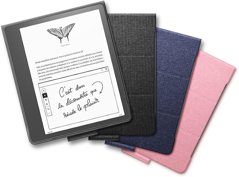 Étui à rabat en tissu avec attache aimantée pour Amazon Kindle Scribe | Compatible uniquement avec Kindle Scribe | Design fin et léger | Noir