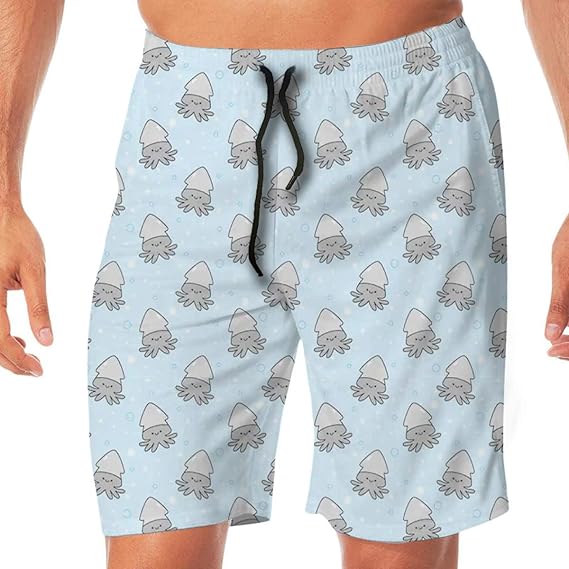 Amazon Co Jp メンズ 水着 かわいい イカ柄 ショート ハーフパンツ サーフパンツ 海水パンツ ボードショーツ 水陸両用 吸汗速乾 人気 ファッション