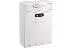 AdirOffice Wall Mount Mailbox - Combination Mailbox with Keys- Durable Wall Mounted Locking Mailbox and Cash Drop Box for House, Apartments and Bussiness After Hours Deposits (Large, White)