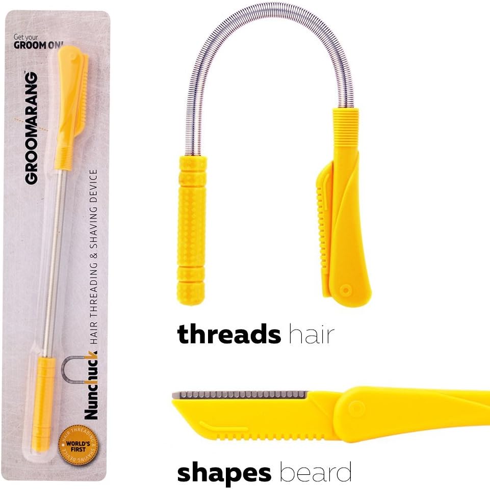 Groomarang- Nunchuck- World's First and Only- 2 in 1- Hair Threading Tweezer Epilator and Shaving Device Quick Effective Facial Hair Removal Flick Razor Shaver For Beard Eyebrow Shaping - Image 3