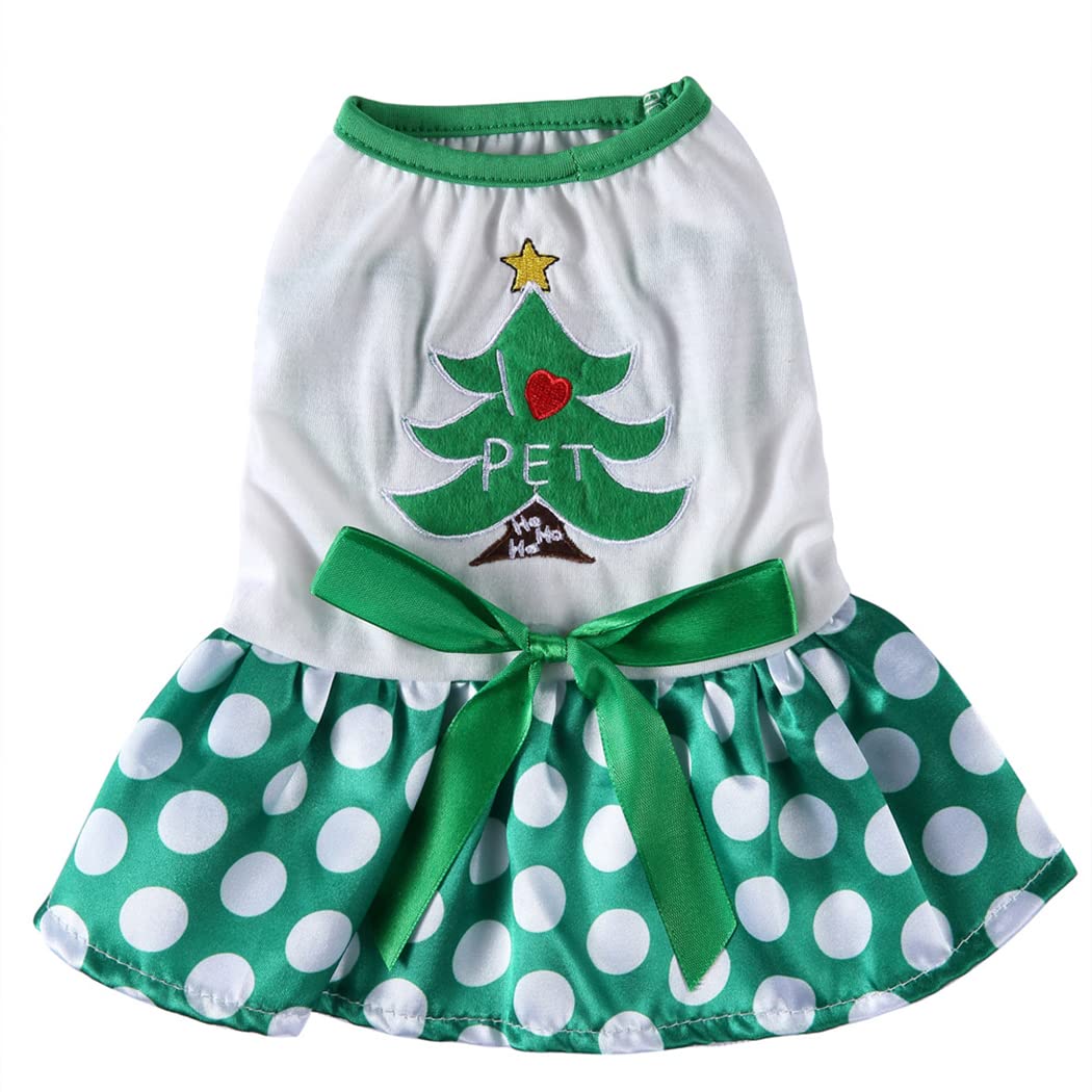 XIAOYU Holiday Theme Dog Dresses for Christmas New Year Halloween Holiday Festival Puppy Party Costumes Doggie Shirts Cat Outfits Apparel Clothing(M)