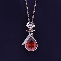 AFFY White CZ & Simulated Red Garnet Bezel Setting