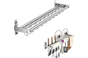 Hanging Wall Mount knife Wall Mount, Kitchen Organizer Storage Shelf for Utensils Spatula Spoon, Space-Saving Knife Rack with