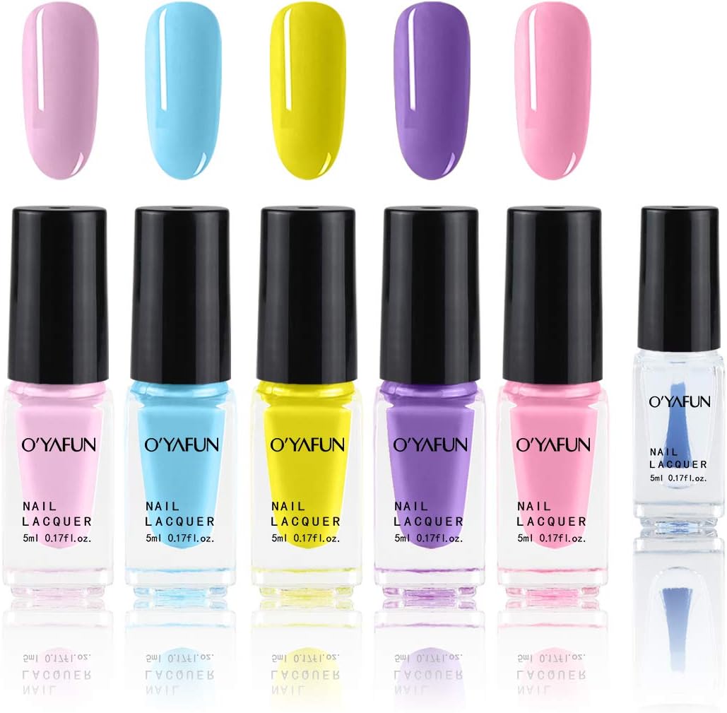 Fercaish New Non Toxic Nail Polish Set Easy Peel Off & Quick Dry Organic Water Based Eco Friendly Nail Polish for Kids Teens (6 Bottles)