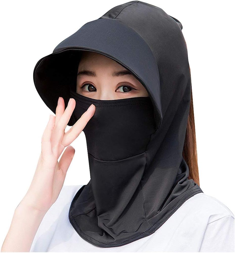 Sun Hats for Women, Sun Hat with Face Shield, Face Cover Sun Hat, Protective Hat with Face Shield, Women Large Summer Hat Sun Visor Wild Fashion Cloth Hat Fishing Hat Safari Cap (Black)