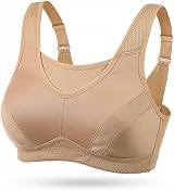 WingsLove Women's High Impact Sports Bra Full Coverage Wirefree Nude view 6