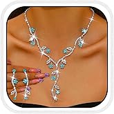Unicra Rhinestone Bridal Wedding Jewelry Set Silver Necklace Earrings Sets Flower Formal Prom Costume Jewelry Sets for Women and Brides