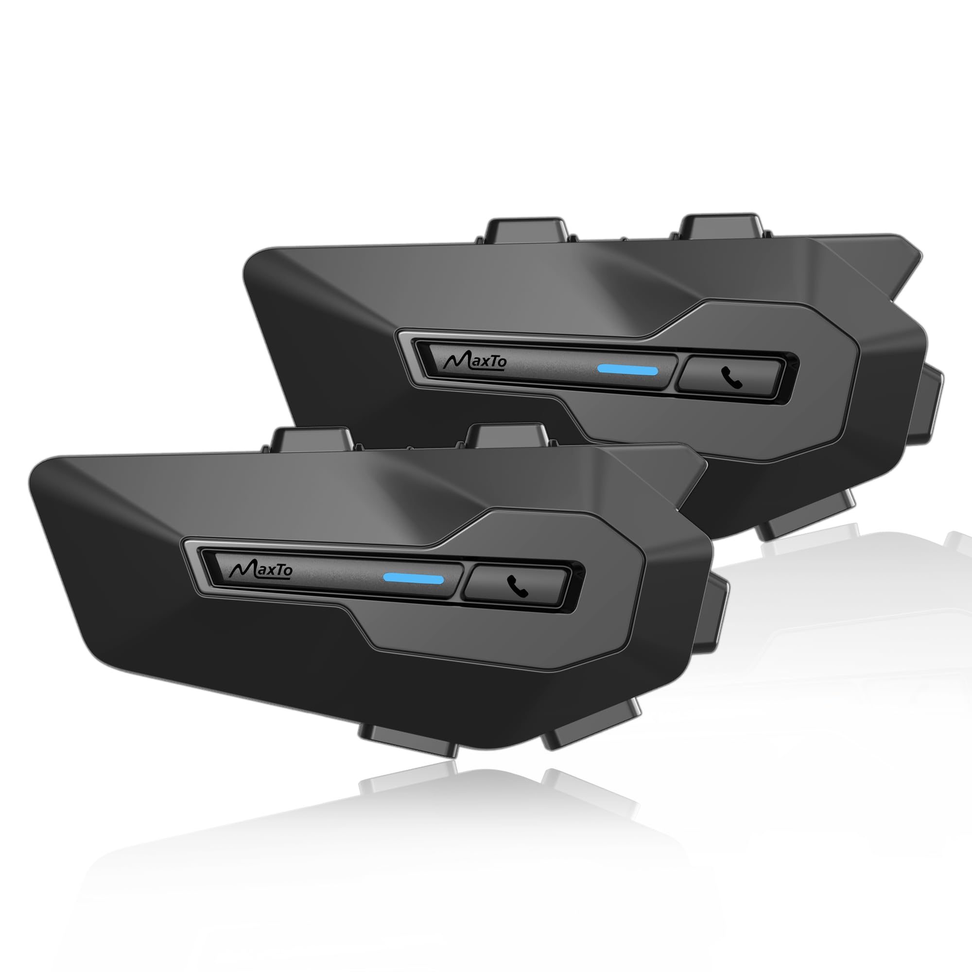 MAXTO Helmet Communication Systems with Music Sharing, X2 2-Riders 1000M Motorcycle Bluetooth Headset, HiFi Stereo Sound,FM,IPX6, Motorcycle Helmet Speaker Intercom Headset for All Helmets (2 pack)