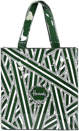 Amazon Greatbeauty レディース 縦型トートバッグ 防水 ファスナー 携帯入れ付き レッスンバッグ お稽古バッグ ビーチバッグ 幾何柄 グリーン バッグ スーツケース