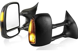 Perfit Zone Pair Towing Mirror Left & Right For 99-07 F-250 F-350 F-450 F-550 Super Duty, 01-05 Excursion Power Heated With Smoked Signal Light