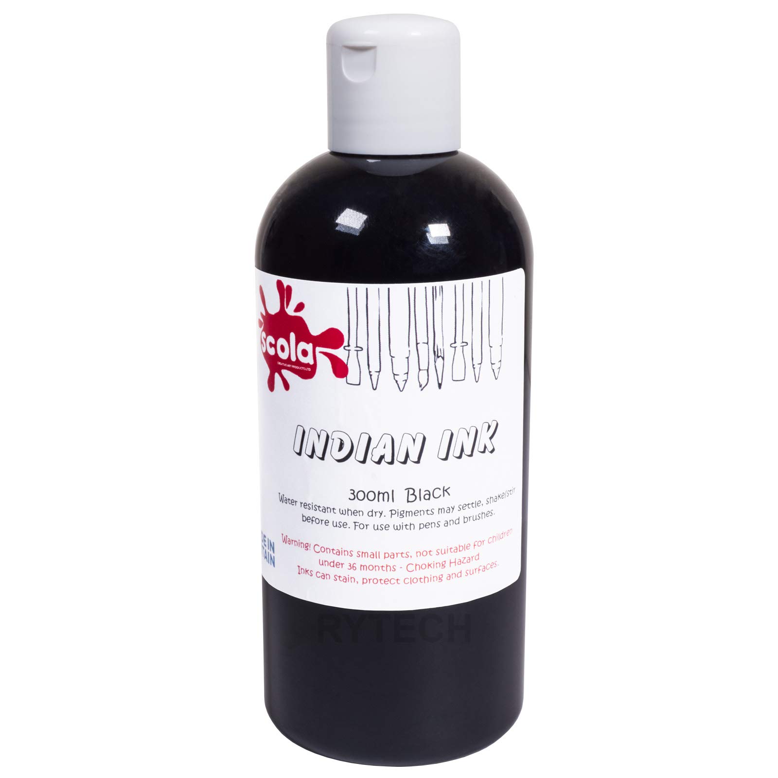 Scola 300ml Black Indian Drawing Ink Water Based Artist Pigment