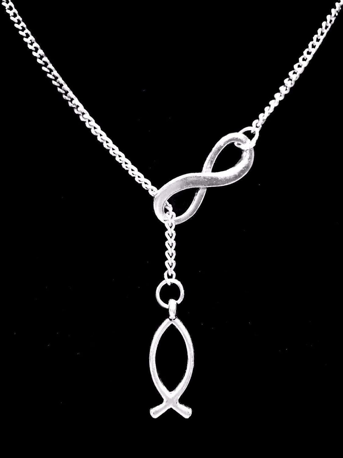 Christian Fish Necklace Symbol Religious Faith Gift Lariat