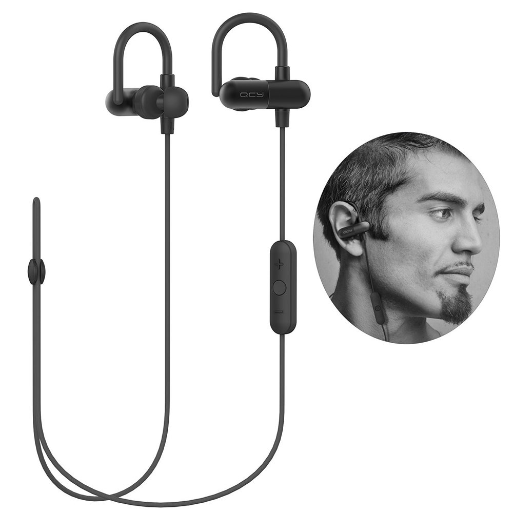 QCY Wireless Bluetooth Headphones Noise Cancelling Earphones In Ear Sweatproof Wireless Earbuds Secure Ear Hooks Design,Bluetooth 4.1, aptX Stereo Pure Sound,8 Hours Play Time