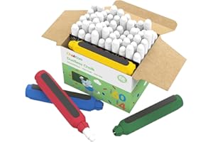 CHALKAA 60PCS Dustless Chalk White, Wet-Erasable Crayon-Touch Sidewalk Chalk with 4 Holders, Non Toxic Toddler Chalks Drawing Writing Chalkboard Chalk Art Tool