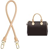 KIYOMIL Bag Genuine Vachetta Leather Shoulder Short Strap Replacement Fit for Graceful Damier or Speedy 25 30 35 Handbag (Length:27.5in-APRICOT)