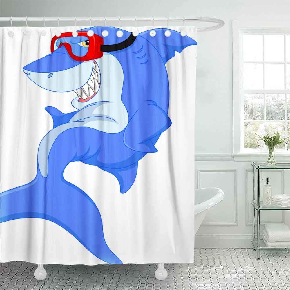 Dethel Farmhouse Shower Curtain, 66X72 Baby Shower Curtain Bath Shower Curtain Cute Shark Cartoon Camping Shower Curtain Cute Shower Curtain