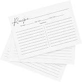 GardenCity Recipe Cards, 4x6 Recipe Cards for Bridal Shower and Weddings, Double-Sided, 50 Pack, White