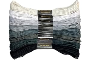 1 Pieces Cross Stitch Embroidery Floss,100% Eco-Cotton Cotton Premium Skeins, Ideal for Arts & Crafts(Grey Series 67975)