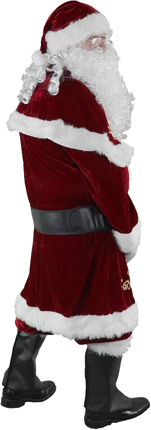Ahititi Costume Da Babbo Natale Per Uomo Set Di 12 Pezzi Cosplay Festa Di Natale Per Adulto Abito Da Santa Claus In Velluto Rosso Deluxe Amazon It Abbigliamento