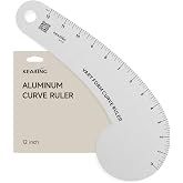 Kearing Vary Form Curve Ruler 12&ldquo; French Curve Ruler for Pattern Making, Aviation Aluminum Hip Curve Ruler for Measuring Sewing
