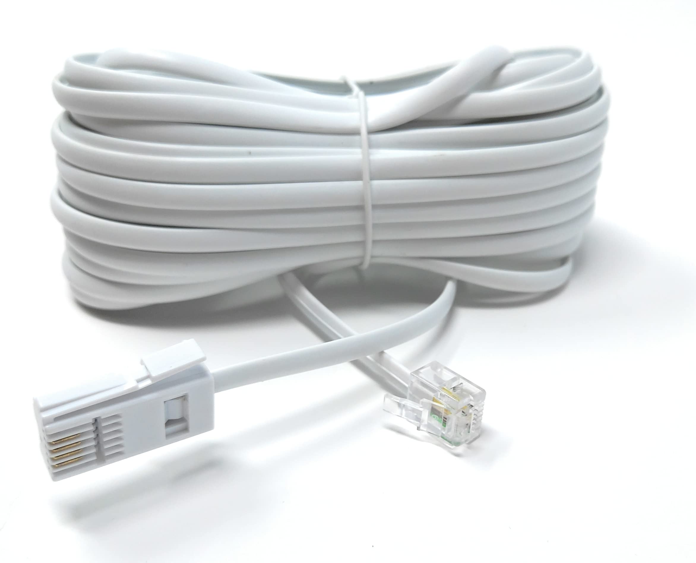 DRUT 10m, RJ11 to BT, 4 Pin Male to Male Rollover Cable Modem Router Lead Cord VDSL/ADSL (not for telephone) (33ft)