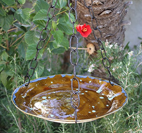 Large Hanging Bird Feeder or Bath, handmade ceramic garden art