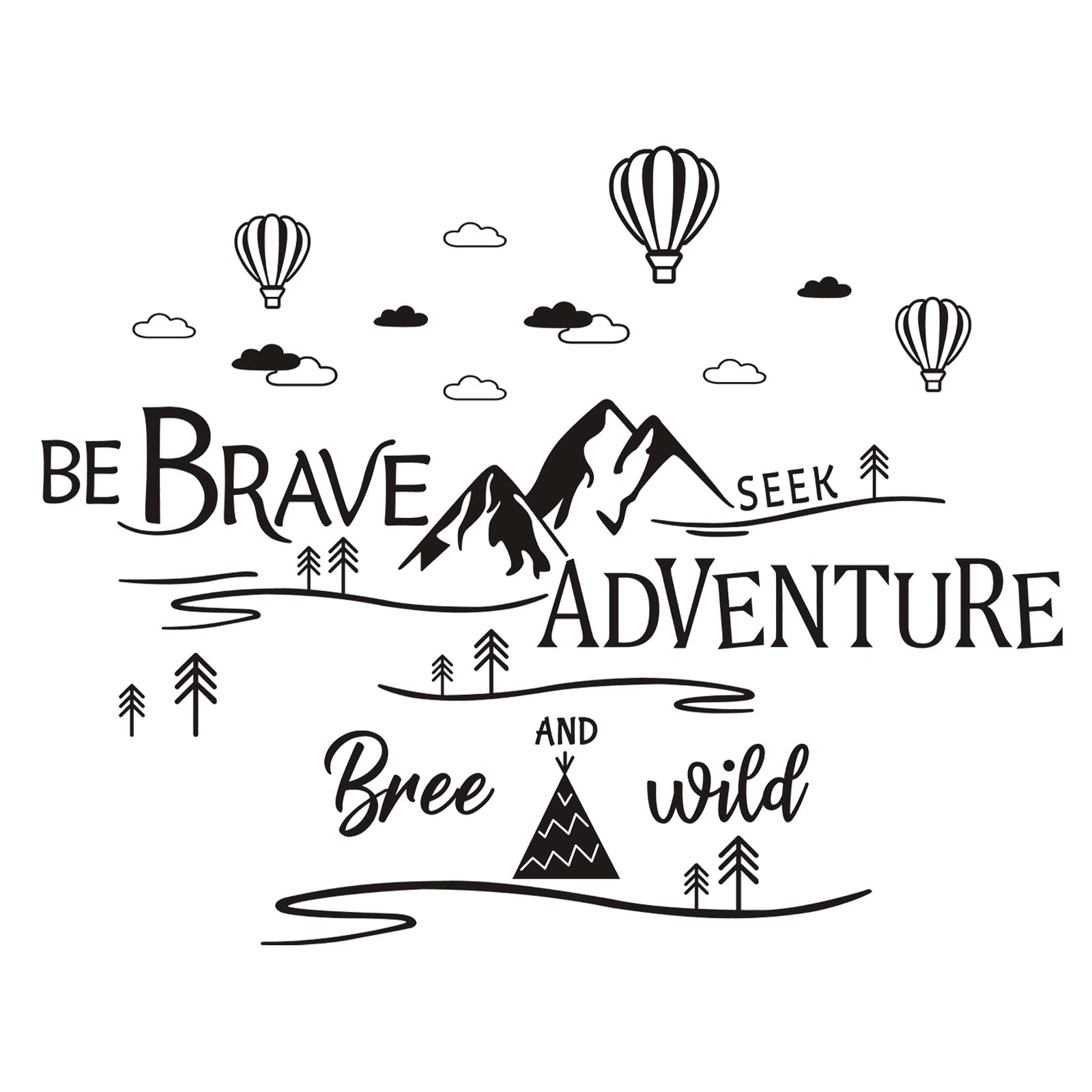 Quanyuchang Inspirational Quotes Wall Decals Be Brave Seek Adventure Quote Art Wall Sticker Removable Vinyl Murals for Kids Bedroom Living Room Home Wallpaper Decor