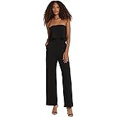 Donna Morgan womens Sleek Chic Strapless Peplum Jumpsuit Dressy Party Event Occasion Night Out Guest of