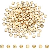 UNICRAFTALE 150Pcs 2mm Gold Plated Stainless Steel Cube Spacer Beads for DIY Jewelry Making