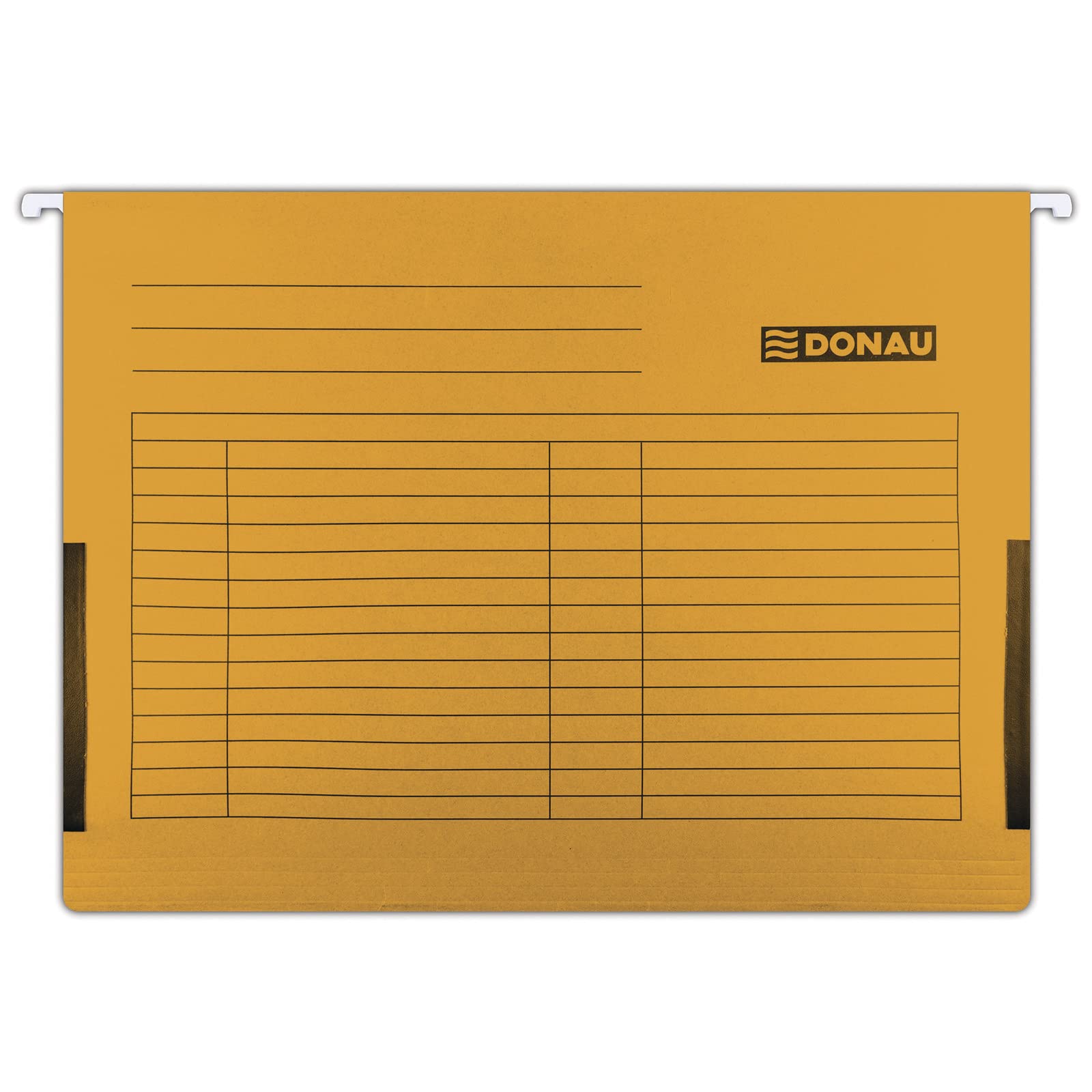 Donau 7420905-12 Suspension File with Linen Frogs | Made from Recycled Cardboard 230 GSM for DIN A4 Colour: Orange | Pack of 5 | Interchangeable Blank Label |