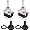 weideer 2Pcs Momentary Toggle Switch 12V 25A SPDT (ON)/Off/(ON) 3 pin 3 Position Waterproof Toggle Switch with Waterproof Cover for Auto Car KN3D-123