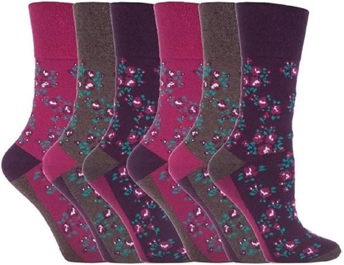 6 Pairs Women's Cotton Gentle grip socks 48 uk, 3742 eu