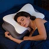 YUNZMENG Ergonomic Memory Foam Pillow for Neck Pain - Cooling Pillow with 5-Zone Support for Side & Back Sleepers, Adjustable Height, Cervical Spine Alignment, Certified Safe Materials (Queen Size)